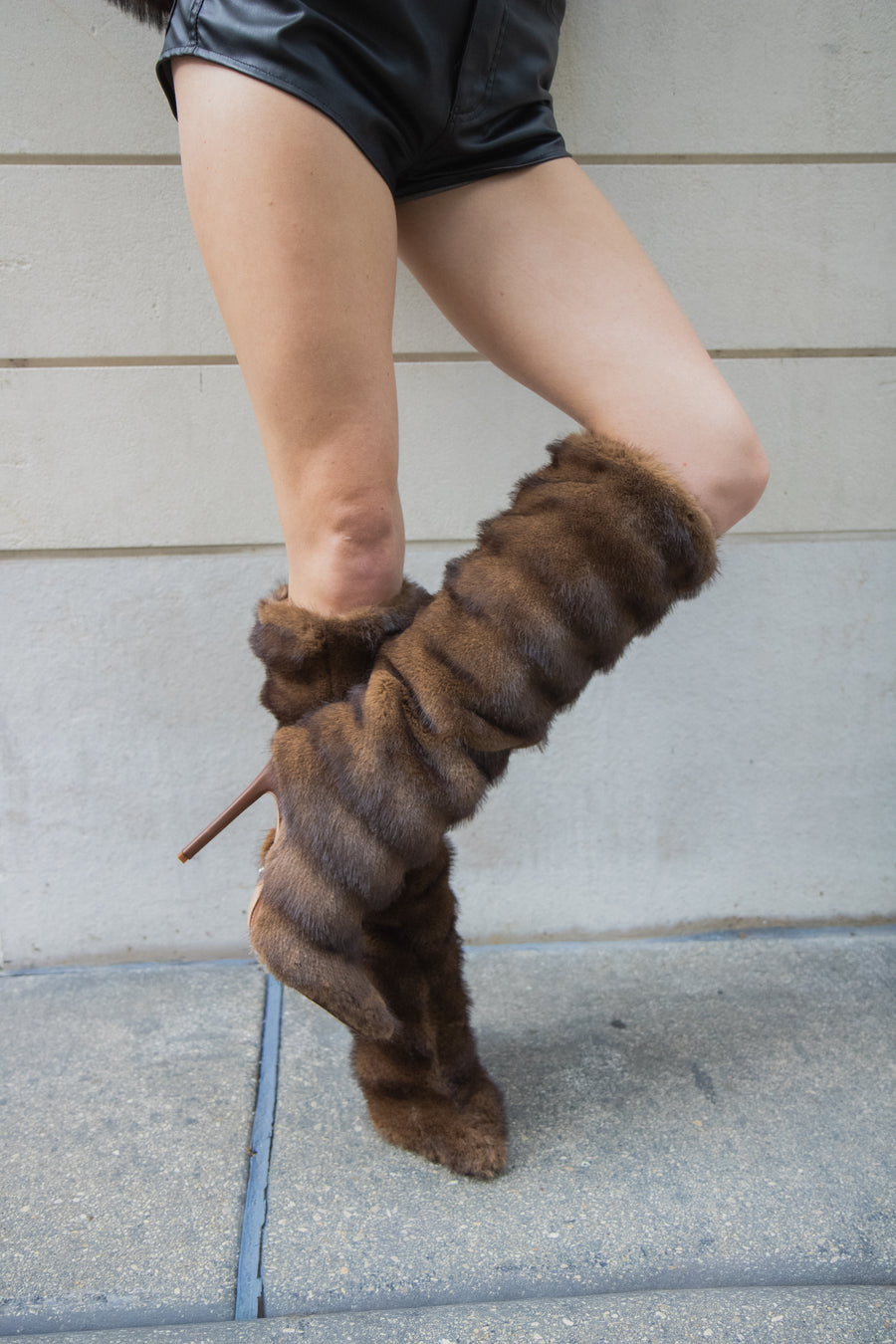 CONRAD-BROWN FAUX FUR STILETTO BOOT