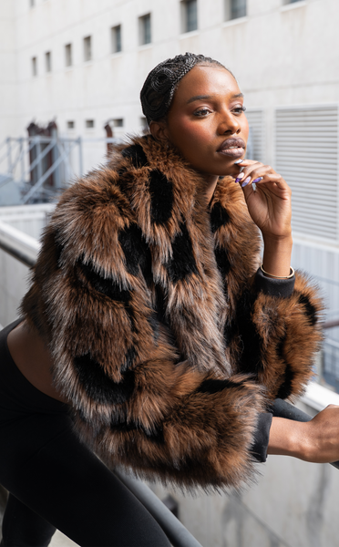 NIGHTLIFE-BROWNMULTI FAUX FUR JACKET | AZALEA WANG
