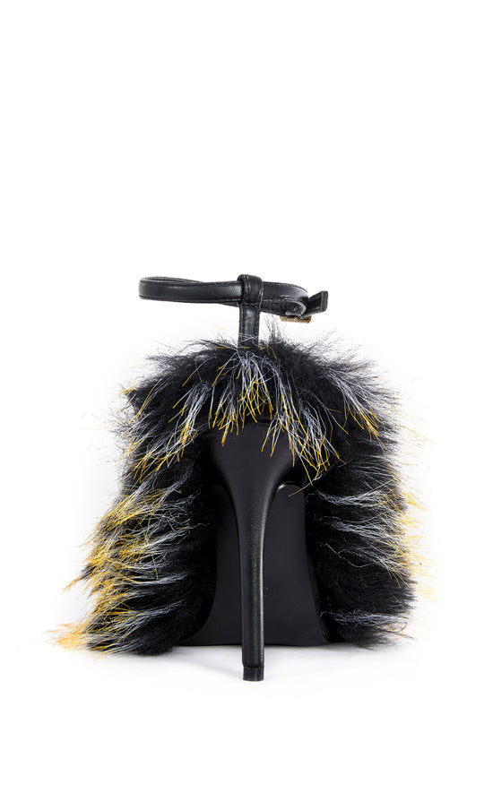 NOIR-BLACKMULTI FURRY STILETTO PUMP