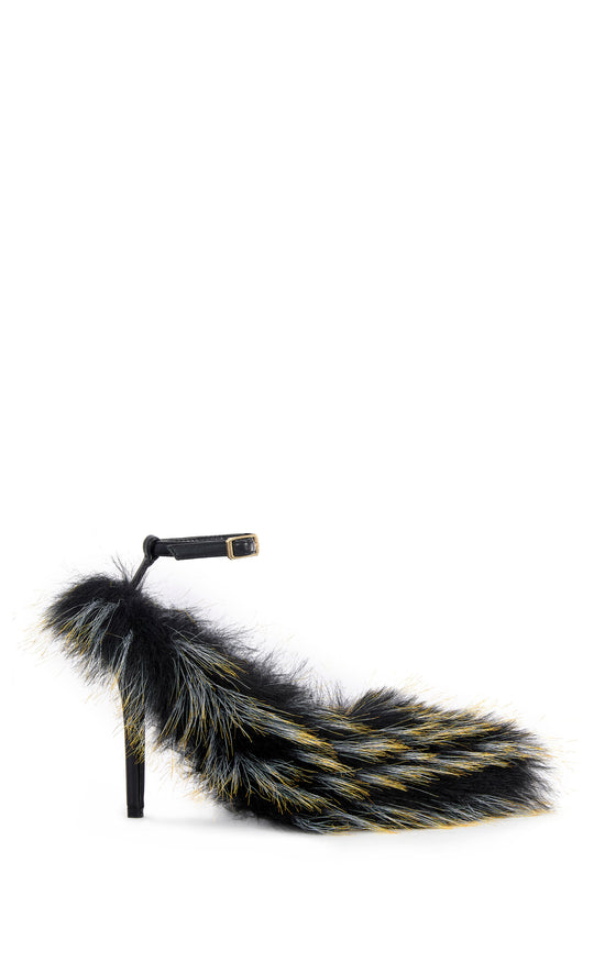 NOIR-BLACKMULTI FURRY STILETTO PUMP