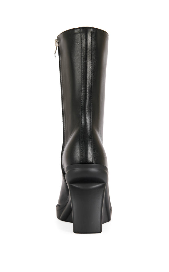 NOLIA-BLACK WEDGE PEEP-TOE BOOTIE