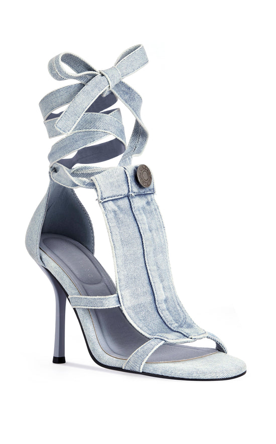 NORMAJEAN-DENIM WRAP-AROUND STILETTO SANDAL