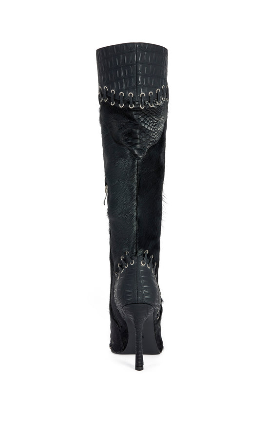 NOVAK-BLACK GENUINE LEATHER STILETTO BOOT