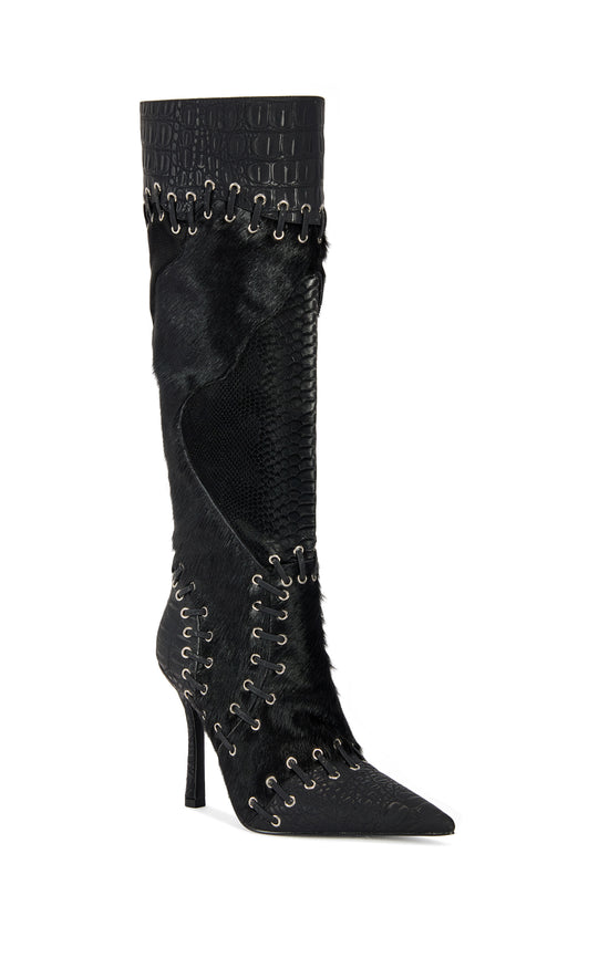 NOVAK-BLACK GENUINE LEATHER STILETTO BOOT