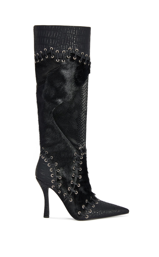 NOVAK-BLACK GENUINE LEATHER STILETTO BOOT