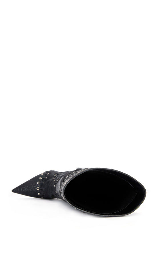 NOVAK-BLACK GENUINE LEATHER STILETTO BOOT