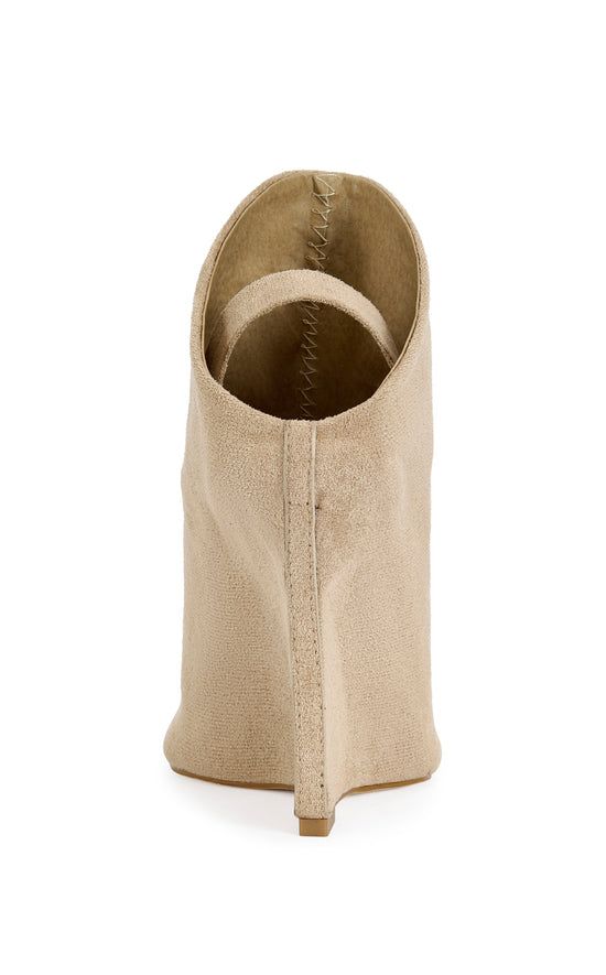 NOVIS-BEIGE WEDGE PEEP-TOE BOOTIE