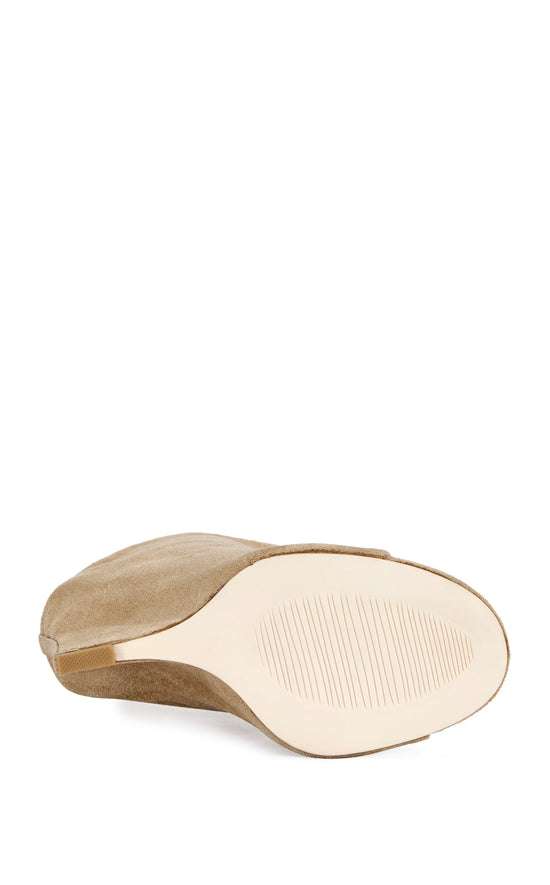 NOVIS-BEIGE WEDGE PEEP-TOE BOOTIE