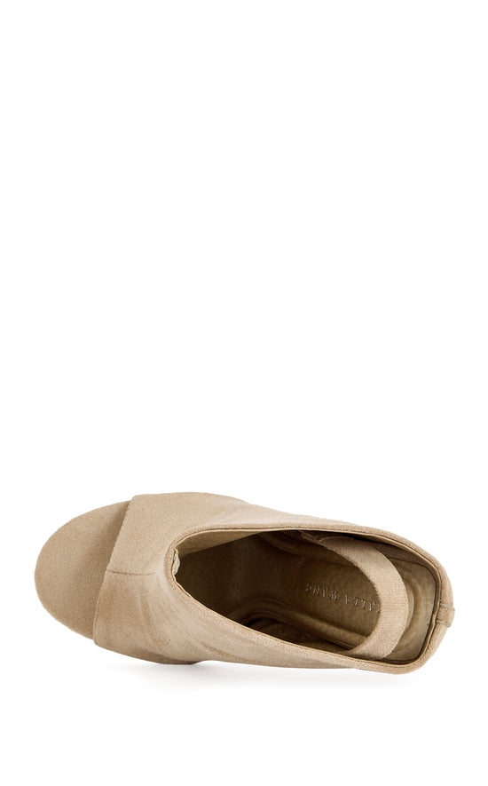 NOVIS-BEIGE WEDGE PEEP-TOE BOOTIE