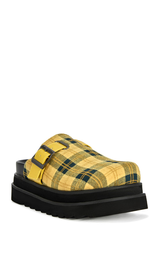 OBLIQUE-YELLOWPLAID FLATFORM LOAFER