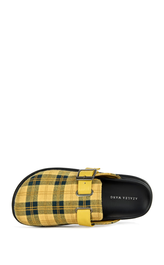 OBLIQUE-YELLOWPLAID FLATFORM LOAFER