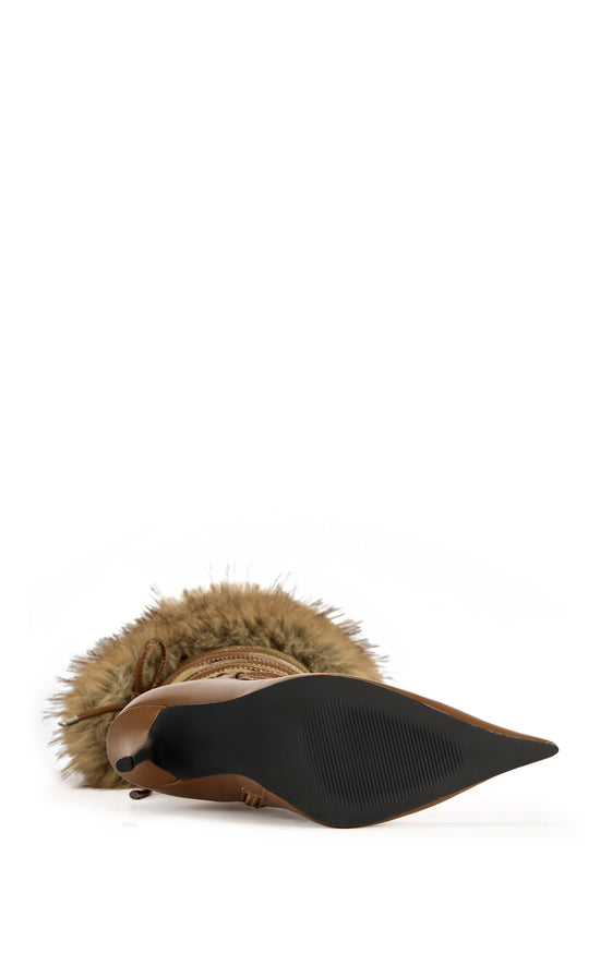 OHARA-DENIMMULTI FAUX FUR STILETTO BOOT