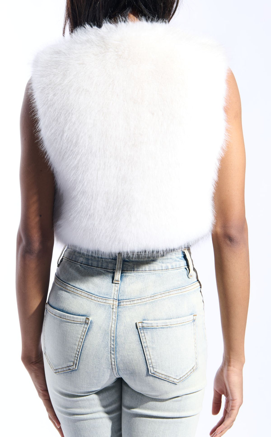 MEELA-WHITE FAUX FUR VEST