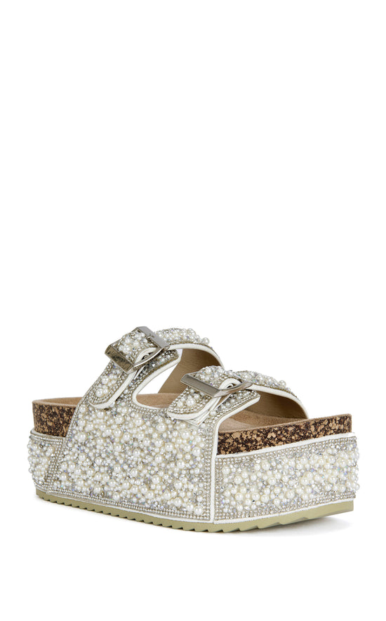 OPALINE-IVORY PEARL FLATFORM SANDAL