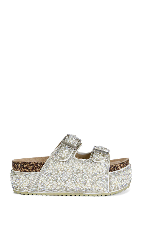 OPALINE-IVORY PEARL FLATFORM SANDAL