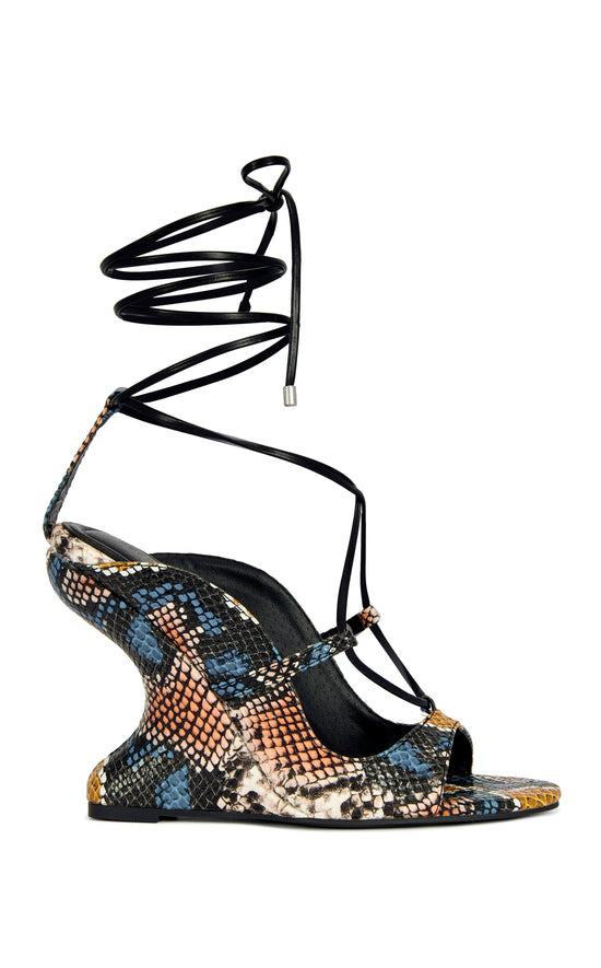 ORENA-SNAKEMULTI WRAP-AROUND WEDGE SANDAL