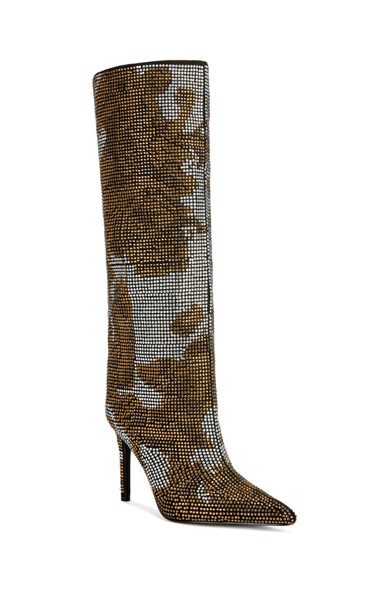 ORIEL-BRONZEMULTI EMBELLISHED STILETTO BOOT