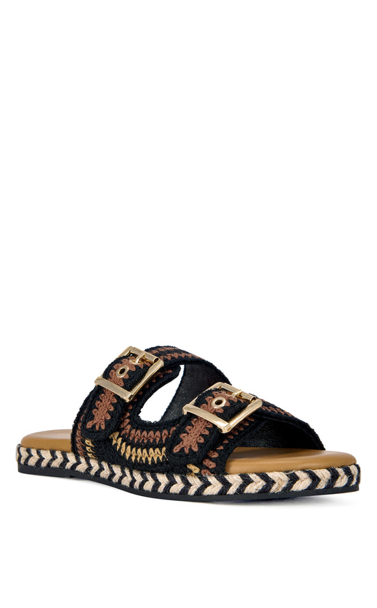 PACORRO-BLACKBROWN FLAT SANDAL
