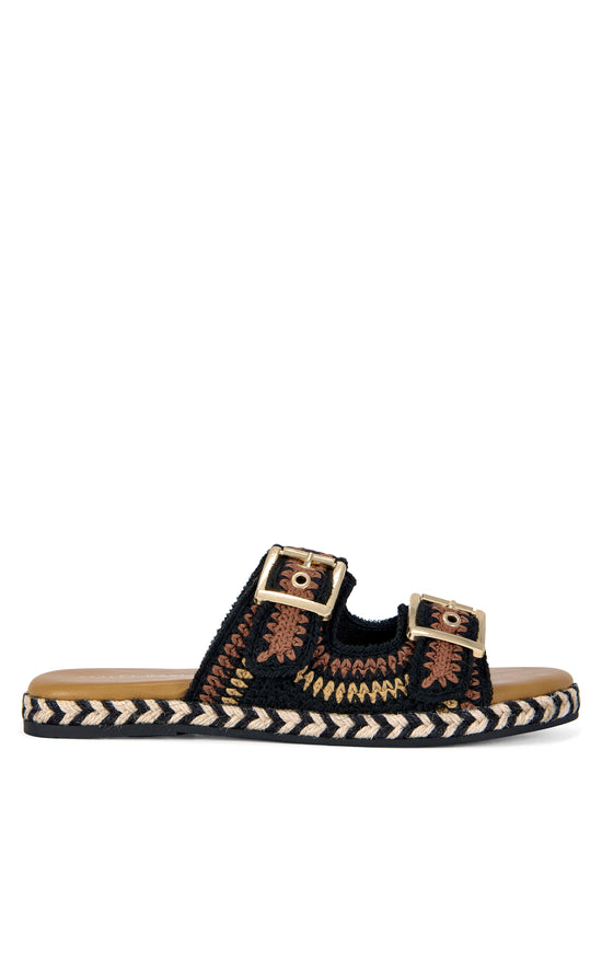 PACORRO-BLACKBROWN FLAT SANDAL