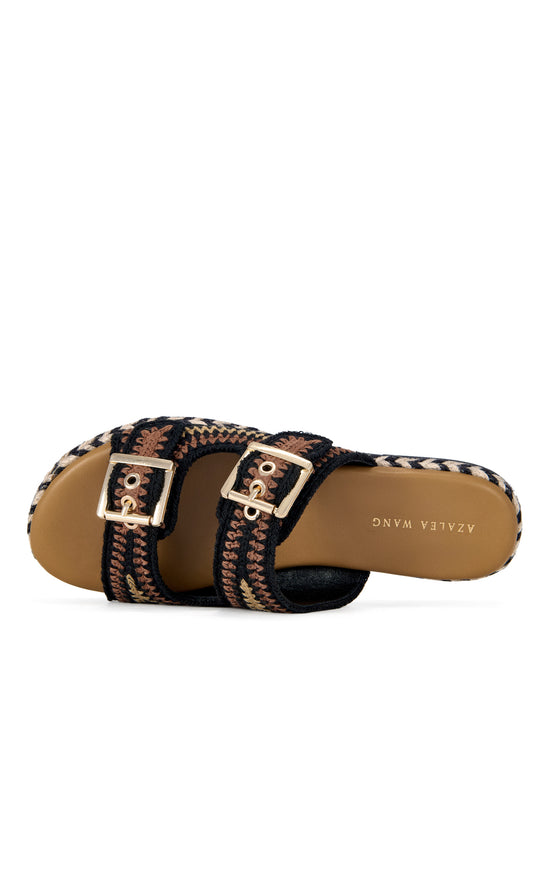 PACORRO-BLACKBROWN FLAT SANDAL