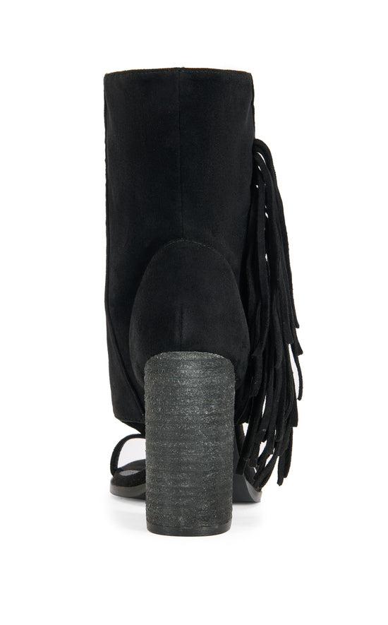 PACO-BLACK FRINGE PEEP-TOE BOOTIE