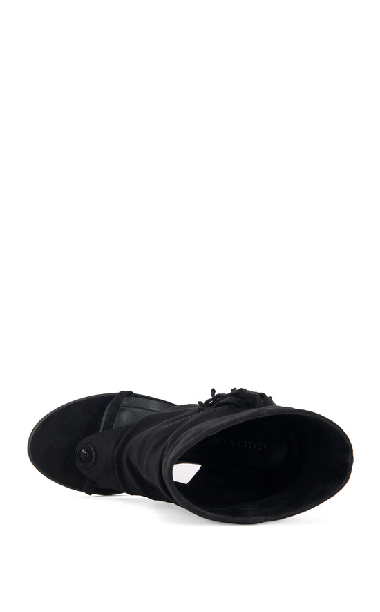 PACO-BLACK FRINGE PEEP-TOE BOOTIE
