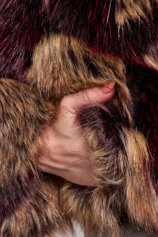 PADME-BROWN CROPPED FAUX FUR JACKET