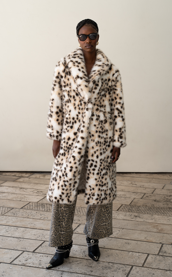 PEPPER-TANMULTI LEOPARD FAUX FUR COAT