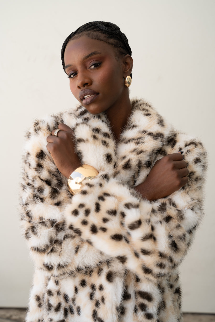 PEPPER-TANMULTI LEOPARD FAUX FUR COAT