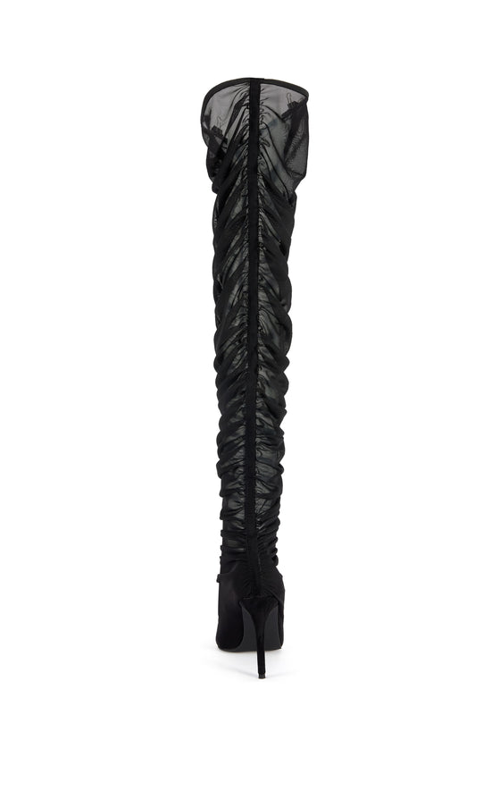 PETRA-BLACK SLOUCH MESH STILETTO BOOT