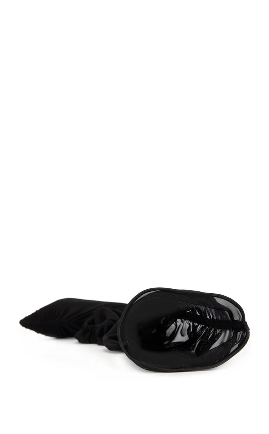 PETRA-BLACK SLOUCH MESH STILETTO BOOT
