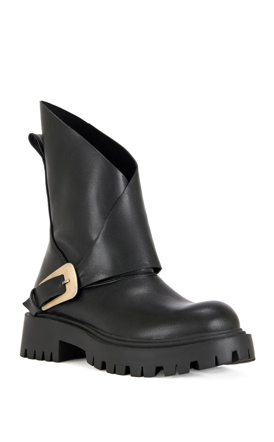 PHRIXUS-BLACK ASYMMETRICAL COMBAT BOOTIE