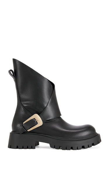 PHRIXUS-BLACK FLAT BOOTIE | AZALEA WANG