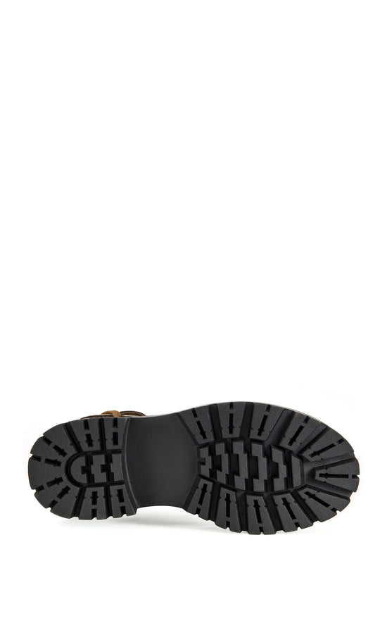 PHRIXUS-BROWN ASYMMETRICAL COMBAT BOOTIE