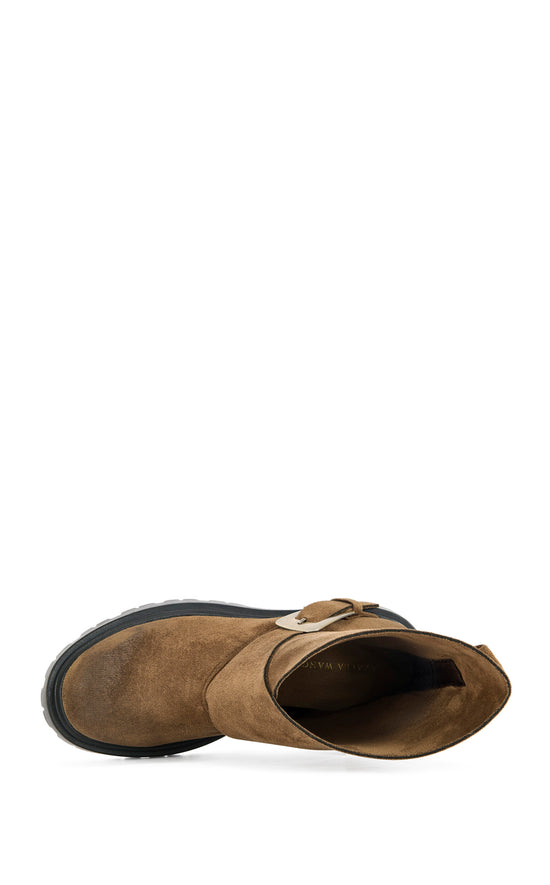 PHRIXUS-BROWN ASYMMETRICAL COMBAT BOOTIE