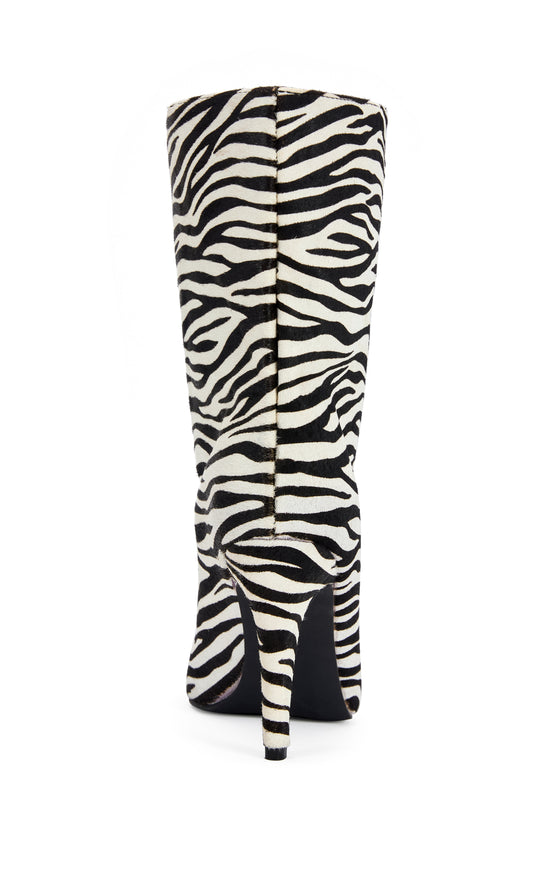 POLLY-ZEBRA GENUINE CALF HAIR BLOCK BOOTIE