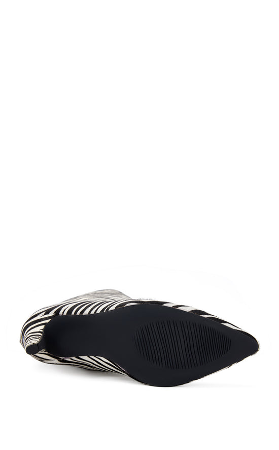 POLLY-ZEBRA GENUINE CALF HAIR BLOCK BOOTIE