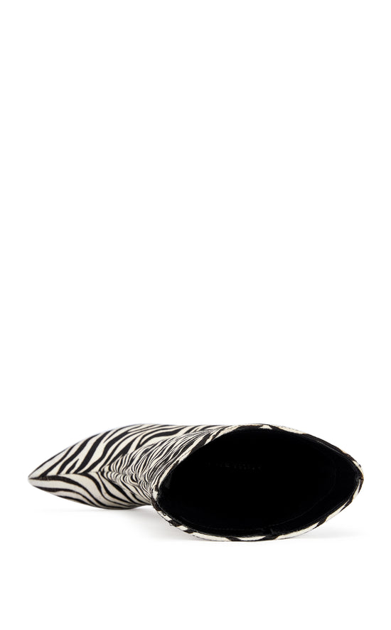 POLLY-ZEBRA GENUINE CALF HAIR BLOCK BOOTIE