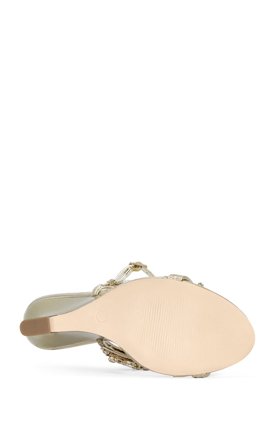 PORCELINE-GOLD EMBELLISHED WEDGE SANDAL