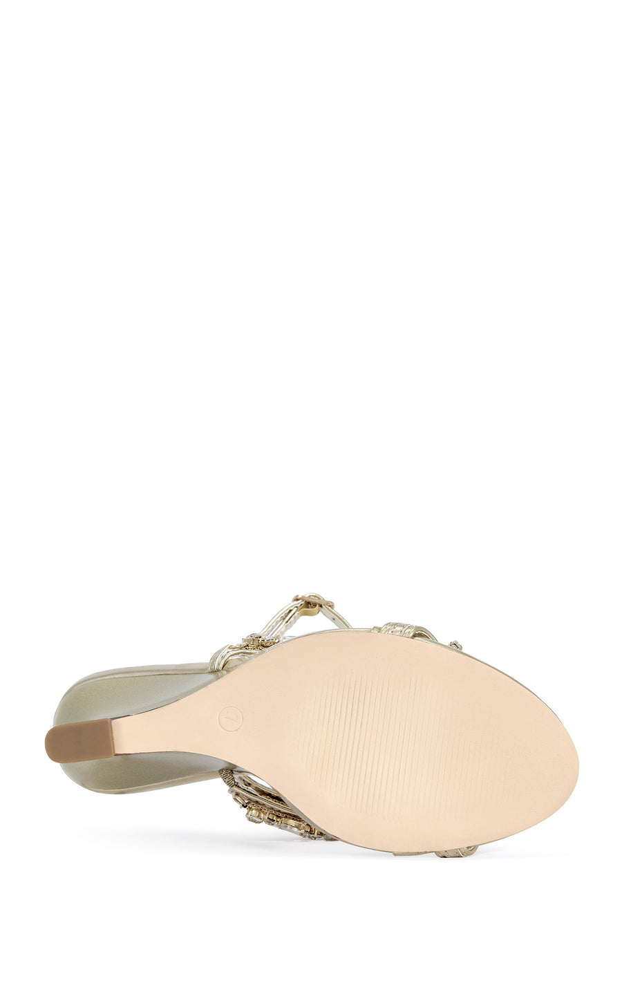 PORCELINE-GOLD EMBELLISHED WEDGE SANDAL – Azalea Wang