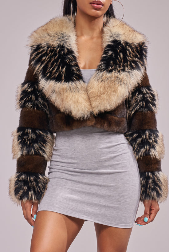 PORTIA-FUR CROPPED FAUX FUR JACKET