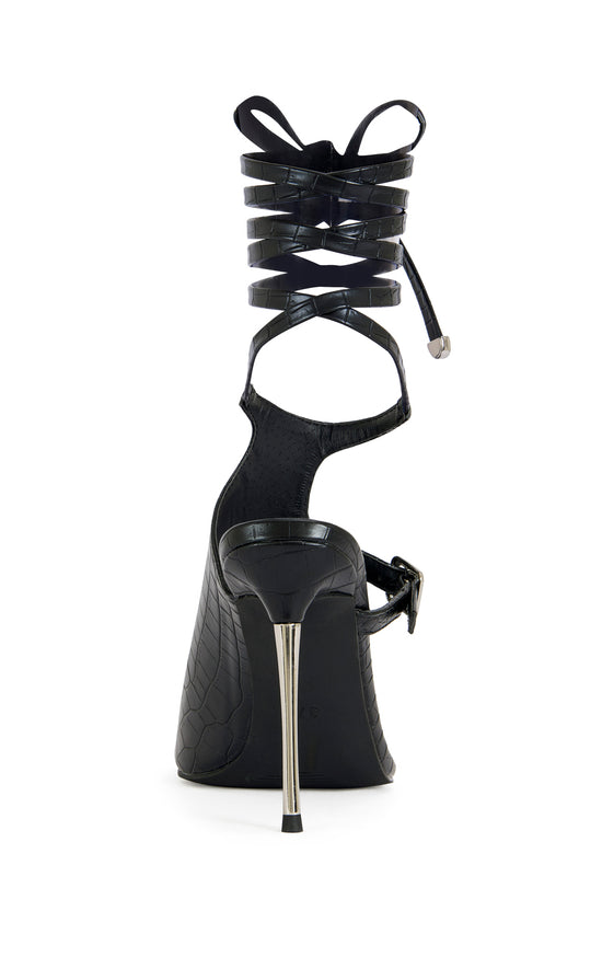 PREVIA-BLACK WRAP-AROUND STILETTO SANDAL