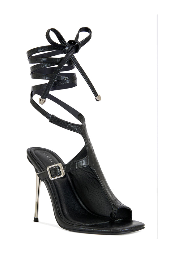PREVIA-BLACK WRAP-AROUND STILETTO SANDAL