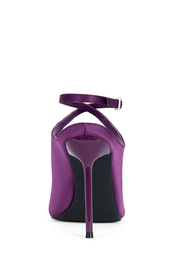 QUIET-PURPLE EMBELLISHED BUCKLE STILETTO SANDAL