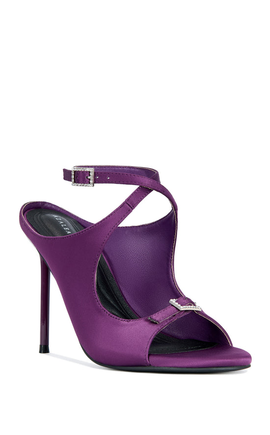 QUIET-PURPLE EMBELLISHED BUCKLE STILETTO SANDAL