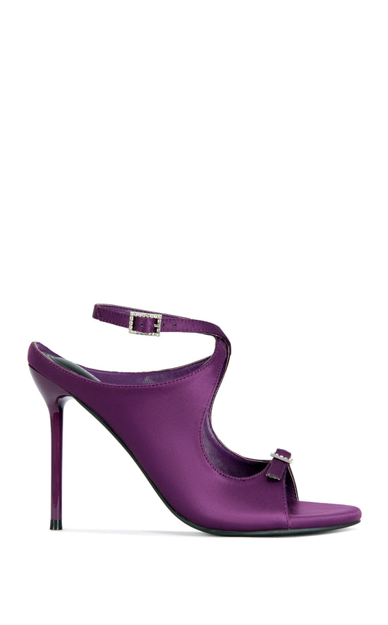 QUIET-PURPLE EMBELLISHED BUCKLE STILETTO SANDAL