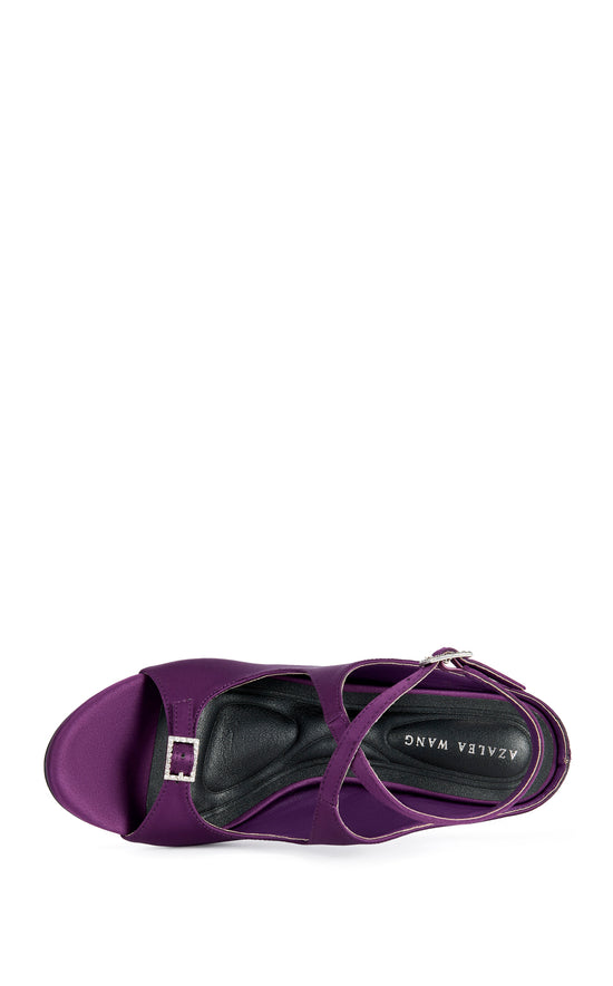 QUIET-PURPLE EMBELLISHED BUCKLE STILETTO SANDAL