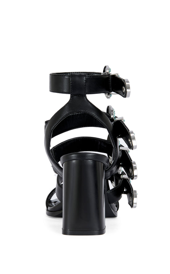 RAEANNE-BLACK WESTERN BLOCK SANDAL
