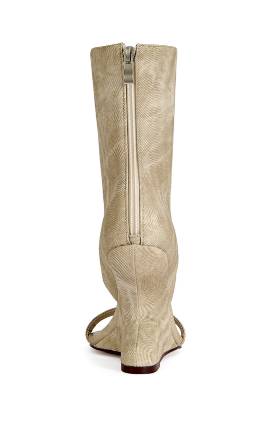 RAFFAELLO-BEIGE WEDGE SANDAL BOOTIE