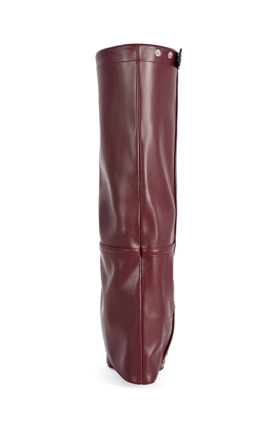 RAILAY-BURGUNDY POINTED TOE WEDGE BOOT